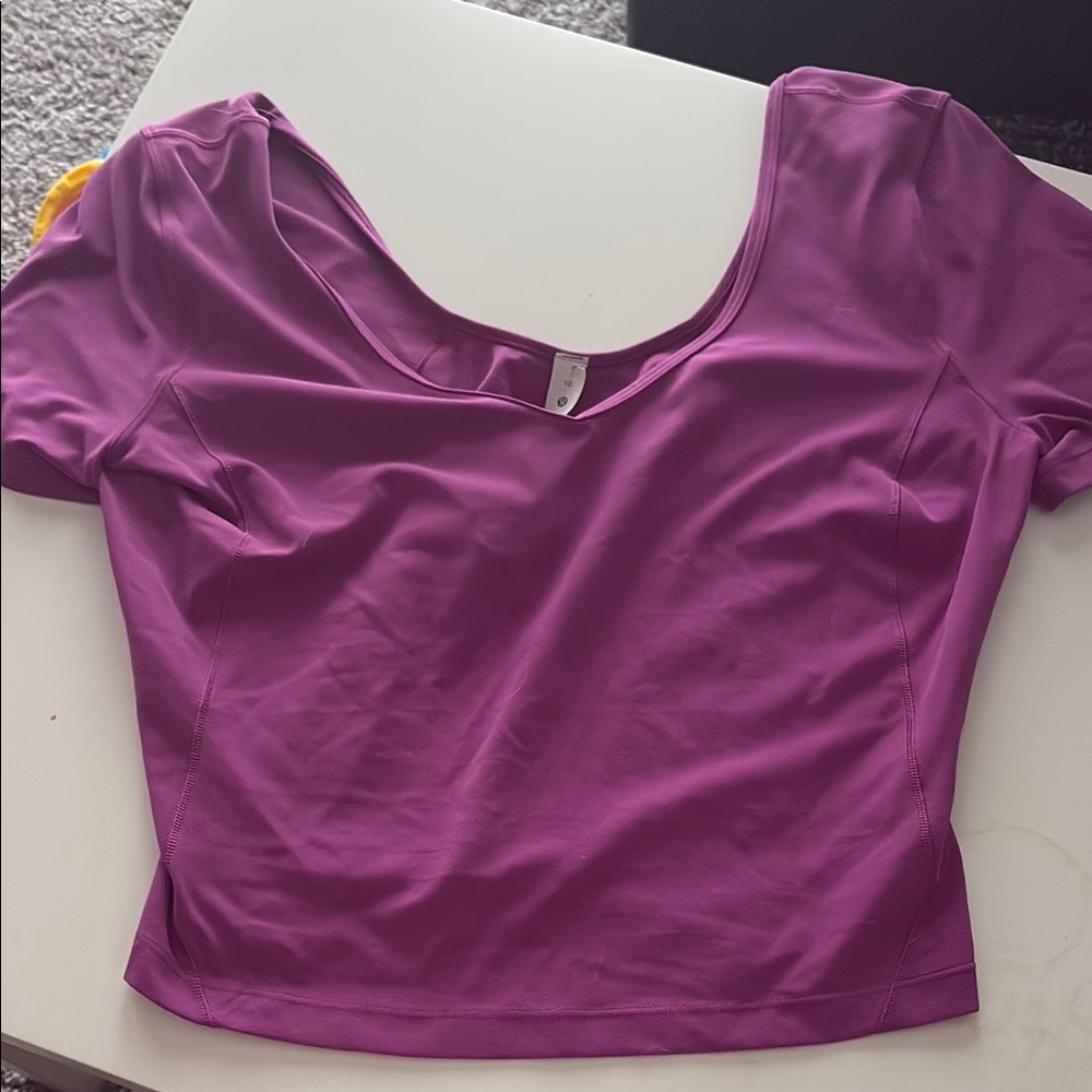 Lululemon Athletica Purple Crop Blouse Short Sleeve